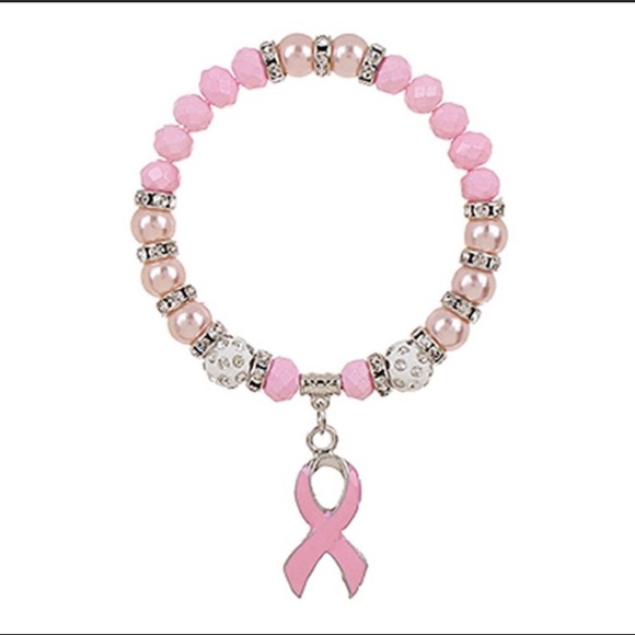 Breast Cancer Awareness Gemstone Silver Bracelet - Picture 8 of 8